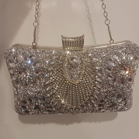 Elegant Rhinestone Jewel Encrusted Evening Clutch Purse